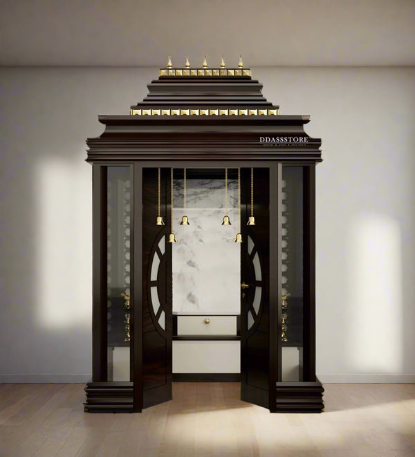 Sri Swaminarayan Solid Wood Pooja Room with Gopuram | DDSRM05 - D'DASS Store
