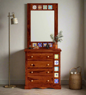 Regal Essence Sheesham Wood Dresser in Honey Oak Finish