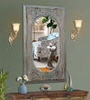 Rustic Grey Wooden Hand Carved Dresser & Wall Mirror