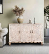 Rustic White Solid wood HandCarved Console & Side Table