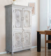 Rustic White Wooden HandCarved Wardrobe & Almirah