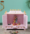 Sheesham MDF Wooden Pooja Mandap with Gopuram for Home