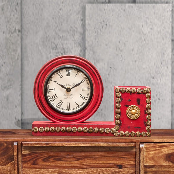 Vintage Style Antique Wooden Table Clock for Office
