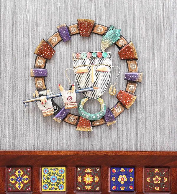 White Iron Krishnavatar Wall Hanging For Decor | Janmasthmi Special