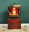 Wooden Pooja Temple & Puja Mandap with Cabinet for Home