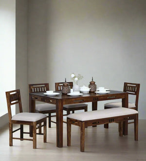 Woodscape 6 Seater Dining Set With Bench In Scratch