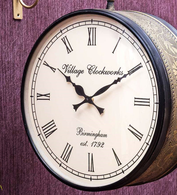6" Black & Gold Classic Double Sided Platform Wall Clock | DDASSST6BG - D'DASS Store