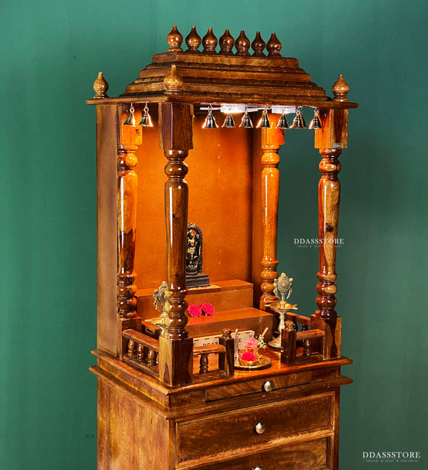 Ram Darbar Temple - South Indian Style Solid Sheesham Wood Pooja Mandir - D'DASS Store