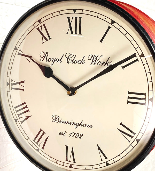 12" Red Golden Classic Double Sided Platform Wall Clock - D'DASS Store