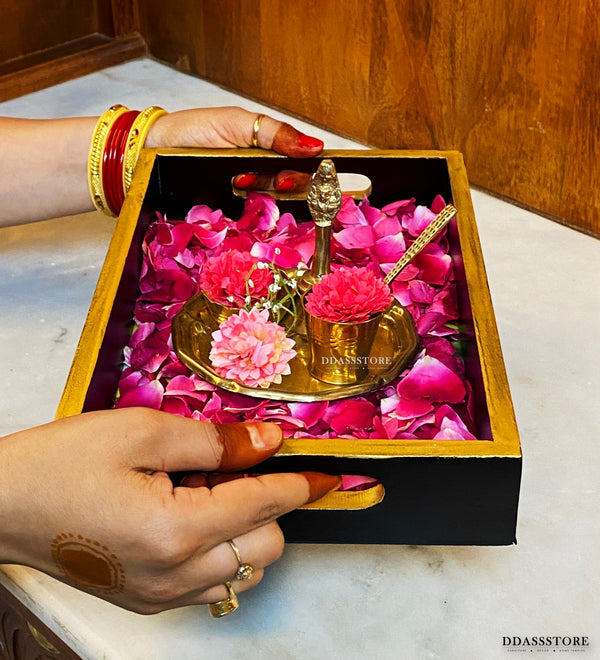 Vatsalya Wooden Pooja Tray & Thali for Home Temple - D'DASS Store