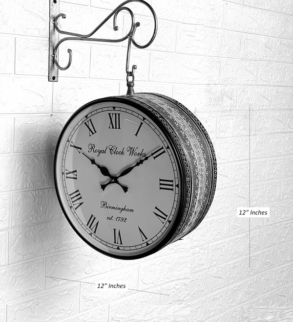 12" Multicolored Classic Double Sided Platform Wall Clock - D'DASS Store