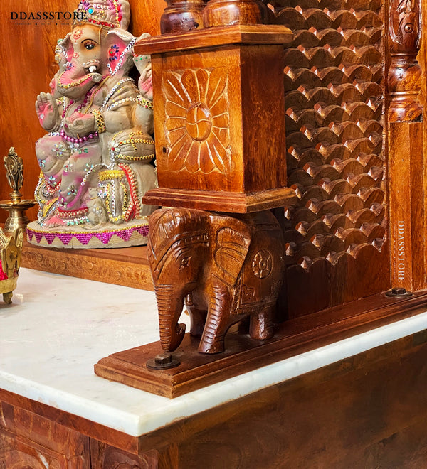 South Indian Style Solid Sheesham Wood Pooja Mandapam | Pooja Altar - D'DASS Store