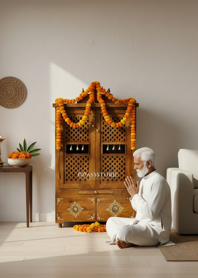 Solid Sheesham Wooden Pooja Mandir and Mandap with Gopuram | DDASSWTSolid-32