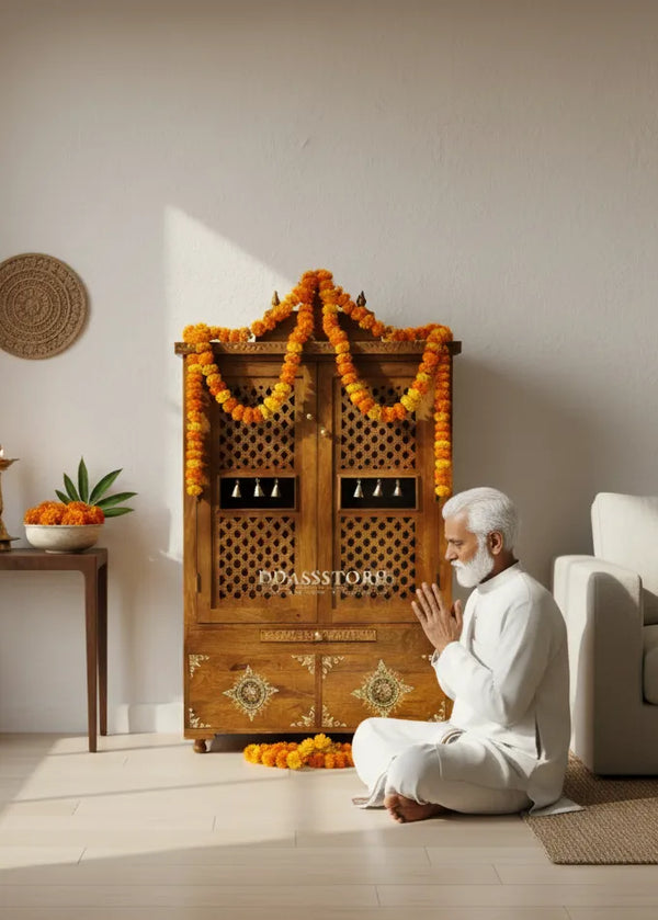 Solid Sheesham Wooden Pooja Mandir and Mandap with Gopuram | DDASSWTSolid-32 - D'DASS Store