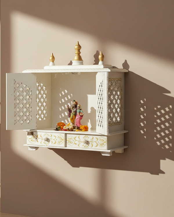 Wall Hanging Sheesham MDF Wooden Pooja Temple Puja Mandap | DDASSWT1822RGD - D'DASS Store