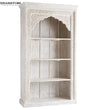 White Rustic Solid wood HandCarved Bookshelf with Storage - D'DASS Store