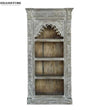 Grey Rustic Solid wood HandCarved Bookshelf with Storage