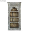 Grey Rustic Solid wood HandCarved Bookshelf with Storage - D'DASS Store