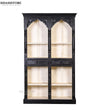 Black Rustic Solid wood HandCarved Bookshelf with Storage - D'DASS Store
