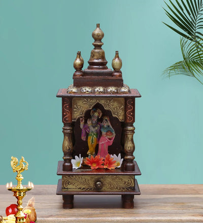 Wall Hanging Sheesham MDF Wooden Pooja Temple Puja Mandap for Office | DDASSWT133C - D'DASS Store