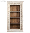 White Rustic Solid wood HandCarved Bookshelf with Storage