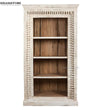 White Rustic Solid wood HandCarved Bookshelf with Storage - D'DASS Store
