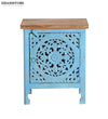 Rustic Bluecity Solid wood HandCarved Bedside Table for Bed - D'DASS Store