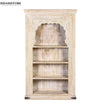White Rustic Solid wood HandCarved Bookshelf with Storage - D'DASS Store