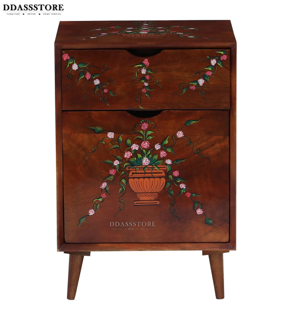 Multicolor Handpainted Solid wood HandCarved Bedside Table for Bed - D'DASS Store