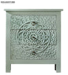 Distressed Green Solid wood HandCarved Bedside Table for Bed - D'DASS Store