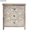 Distressed Solid wood HandCarved Bedside Table for Bed - D'DASS Store