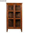 Dark Rustic Solid wood HandCarved Bookshelf with Storage