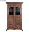 Walnut Rustic Solid wood HandCarved Bookshelf with Storage