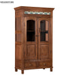 Walnut Rustic Solid wood HandCarved Bookshelf with Storage