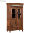 Walnut Rustic Solid wood HandCarved Bookshelf with Storage - D'DASS Store