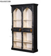 Black Rustic Solid wood HandCarved Bookshelf with Storage - D'DASS Store