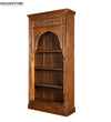 Walnut Rustic Solid wood HandCarved Bookshelf with Storage - D'DASS Store