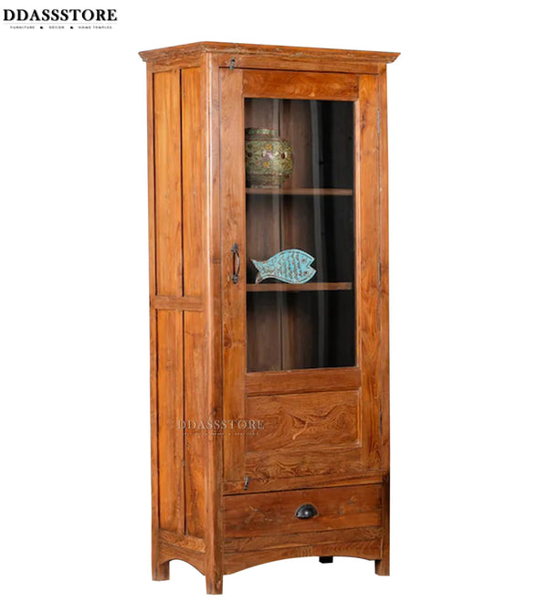 Natural Rustic Solid wood HandCarved Crockery unit for Kitchen - D'DASS Store