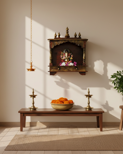 Wall Hanging Copper Sheesham and MDF Wooden temple For Home | DDASSWT01 - D'DASS Store