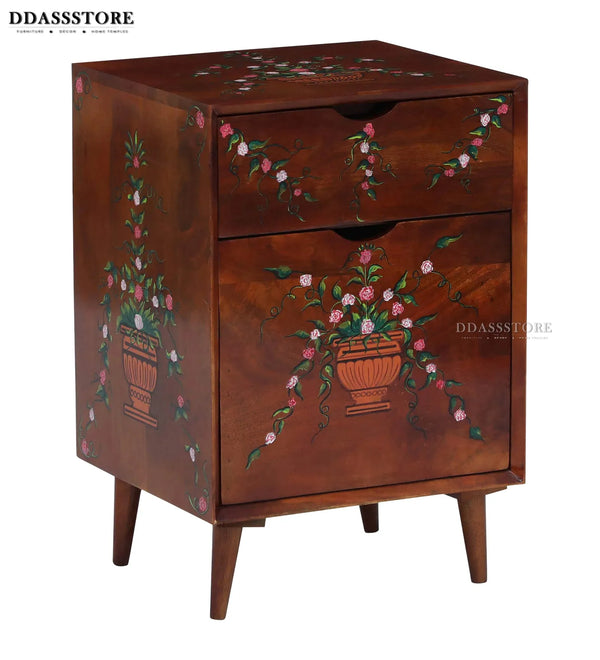 Multicolor Handpainted Solid wood HandCarved Bedside Table for Bed - D'DASS Store