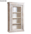 White Rustic Solid wood HandCarved Bookshelf with Storage