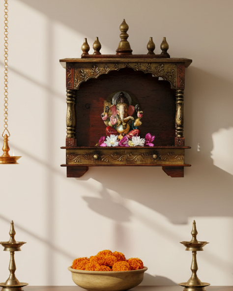 Wall Hanging Copper Sheesham and MDF Wooden temple For Home | DDASSWT01 - D'DASS Store