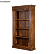 Walnut Rustic Solid wood HandCarved Bookshelf with Storage