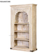 White Rustic Solid wood HandCarved Bookshelf with Storage - D'DASS Store