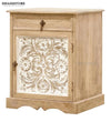 Rustic Natural Solid wood HandCarved Bedside Table for Bed - D'DASS Store