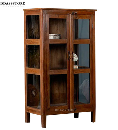 Natural Rustic Solid wood HandCarved Crockery unit for Kitchen - D'DASS Store