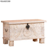 Distressed Solid wood HandCarved Decorative Wooden Trunk & Storage Box