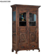 Walnut Rustic Solid wood HandCarved Bookshelf with Storage