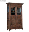 Walnut Rustic Solid wood HandCarved Bookshelf with Storage - D'DASS Store