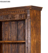 Walnut Rustic Solid wood HandCarved Bookshelf with Storage